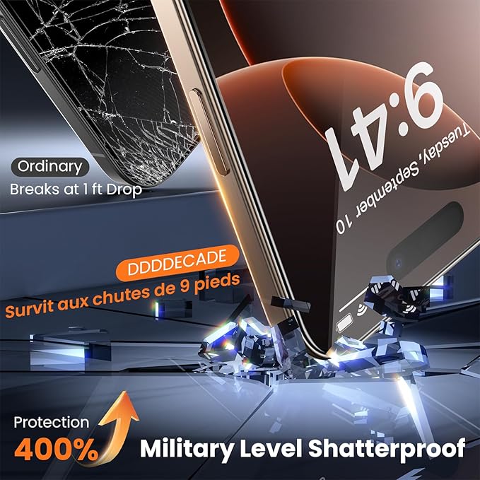 Screen Protector for iPhone 15Plus/16Plus/14Pro Max Military Grade Tempered Glass Auto-Alignment OneTouch Kit Cell Phone Accessories Bubble Free Case Friendly Auto Dust-Removal Easy Install [1 Pack]
