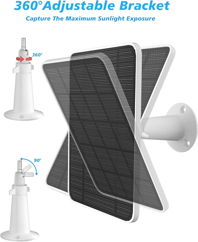 Arlo Solar Panel Charger Compatible with Pro 5S/4/3/3 Floodlight/Ultra/2, 6V 4.5W Solar Panels IP65 Weatherproof w/ 9.8ft Charging Cable, Adjustable Wall Mount, 4 Pack