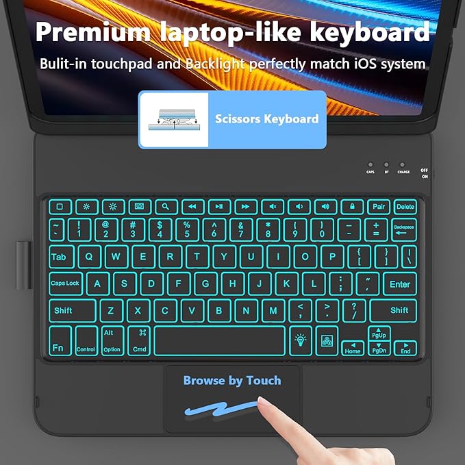 Touch Keyboard Case for iPad A16 11th Generation/10th Generation 10.9 inch