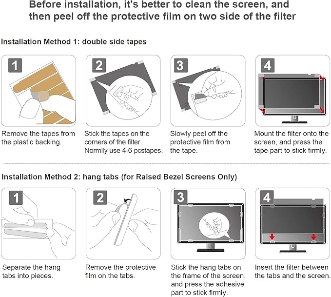 21.5 inch Computer Privacy Screen Filter - Suitable for 16:9 Aspect Ratio Widescreen Monitor - Blue Light Filter - Anti-Glare & Anti-Scratch Protector Film (21.5" Widescreen (16:9))