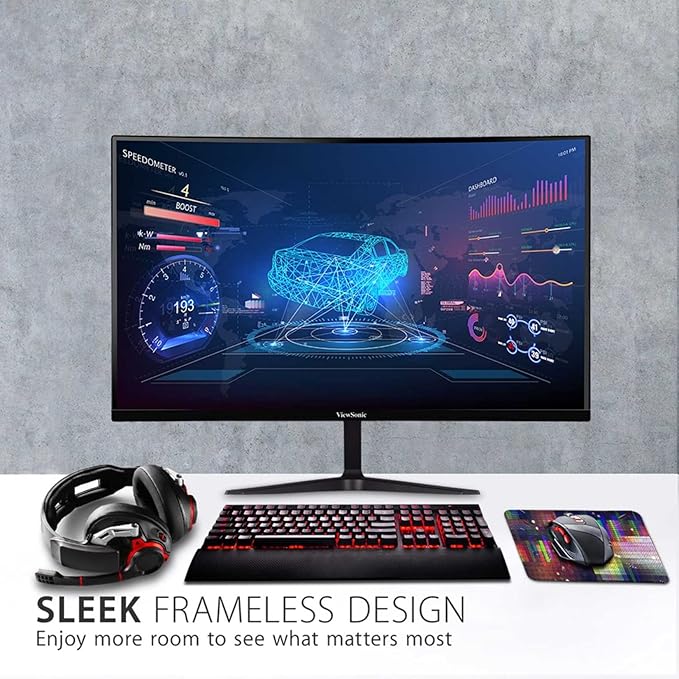 ViewSonic VX2718-PC-MHD 27 Inch Curved 1080p 1ms 180Hz Gaming Monitor with FreeSync Premium, Eye Care, HDMI and Display Port