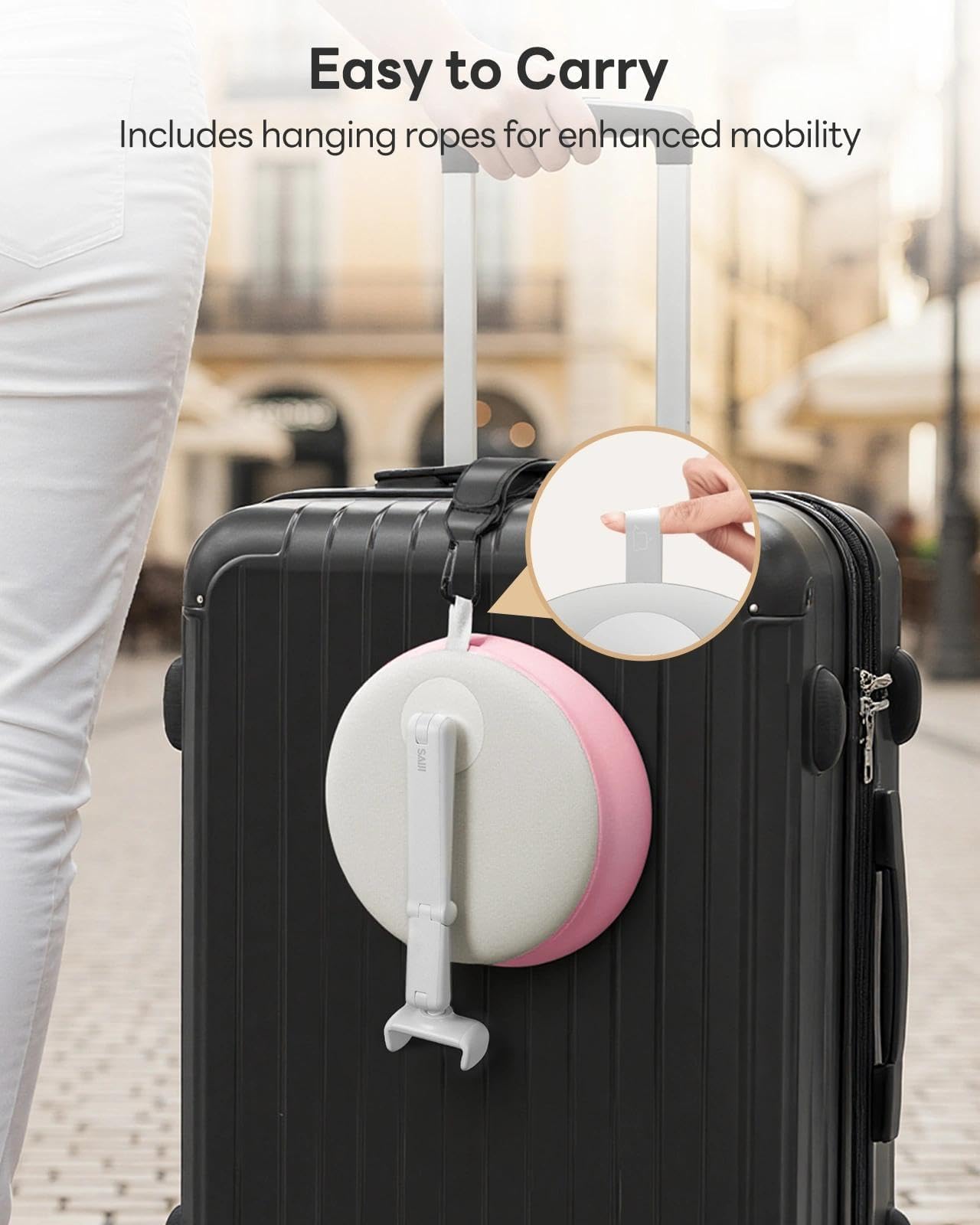 SAIJI Cell Phone Pillow Stand Mini iPhone Holder for Bed, Upgraded,Mini Angle & Height Adjustable Phone Pillow Stand for Watching Video On Bed/Sofa/Lap, Fit for 4.7"-7.0" Device (Pink)
