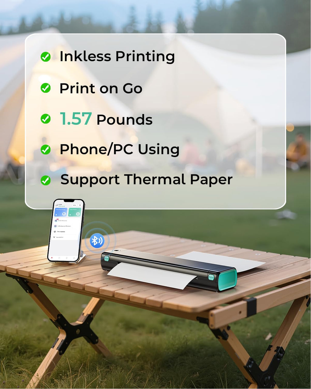 Phomemo M08F Inkless Thermal Portable Printers with Case - 8.5 x 11, Black