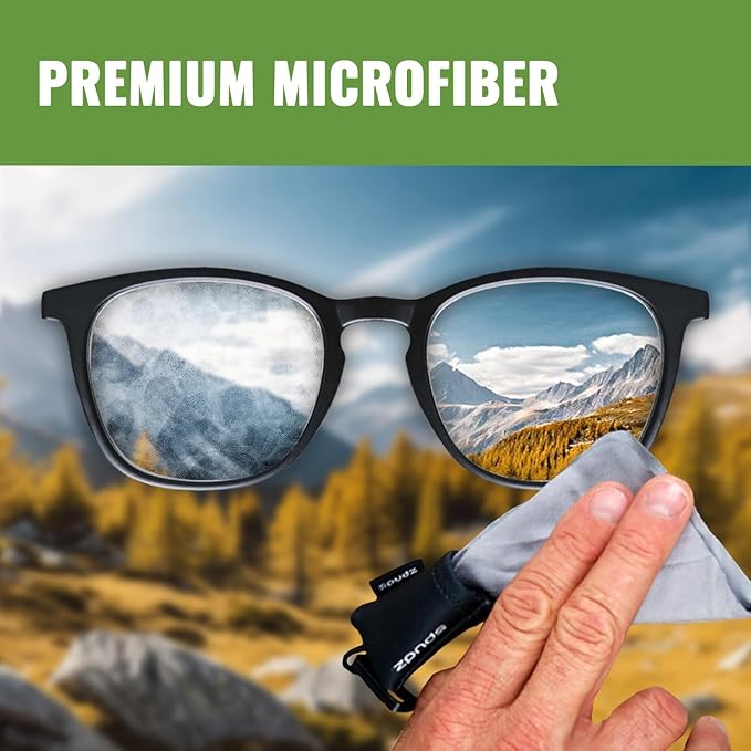 SPUDZ Ultra Microfiber Lens Cleaner – Closable Pouch, Clip-On, Washable – for Optics, Scopes, Glasses | Costal Blue, 6 x 6 Inch (2-Pack)