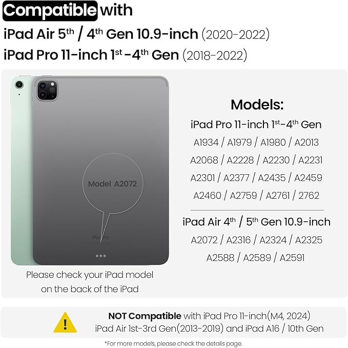 Nillkin iPad Pro 11(1st/2nd/3rd/4th Gen) & iPad Air 5th/4th Generation Case with Keyboard, Magic Trackpad, Rugged Case with Detachable Keyboard, Portrait/Landscape Modes, Camera Cover, Black