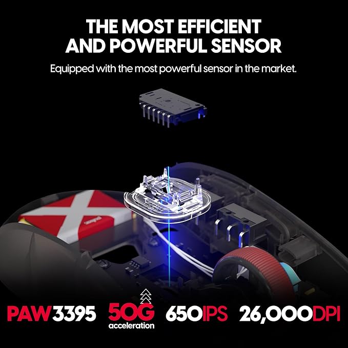 Pulsar Gaming Gears - Super Clear Limited Edition: X2H Wireless Gaming Mouse, Symmetrical, Ultra Lightweight 1.90 oz (54g), PAW3395 26k DPI, Optical Switch (Medium, Clear Black)