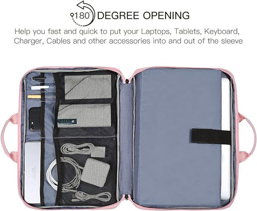 14 15 Inch Laptop Case Women Ladies Bag TSA Laptop Sleeve for MacBook Pro 14" M5/M4/M3/M2/M1, Macbook Air 15 M5/M4, Dell XPS 15/Inspiron 14, Acer HP Lenovo ASUS Chromebook 14" Notebook Case Bag, Pink