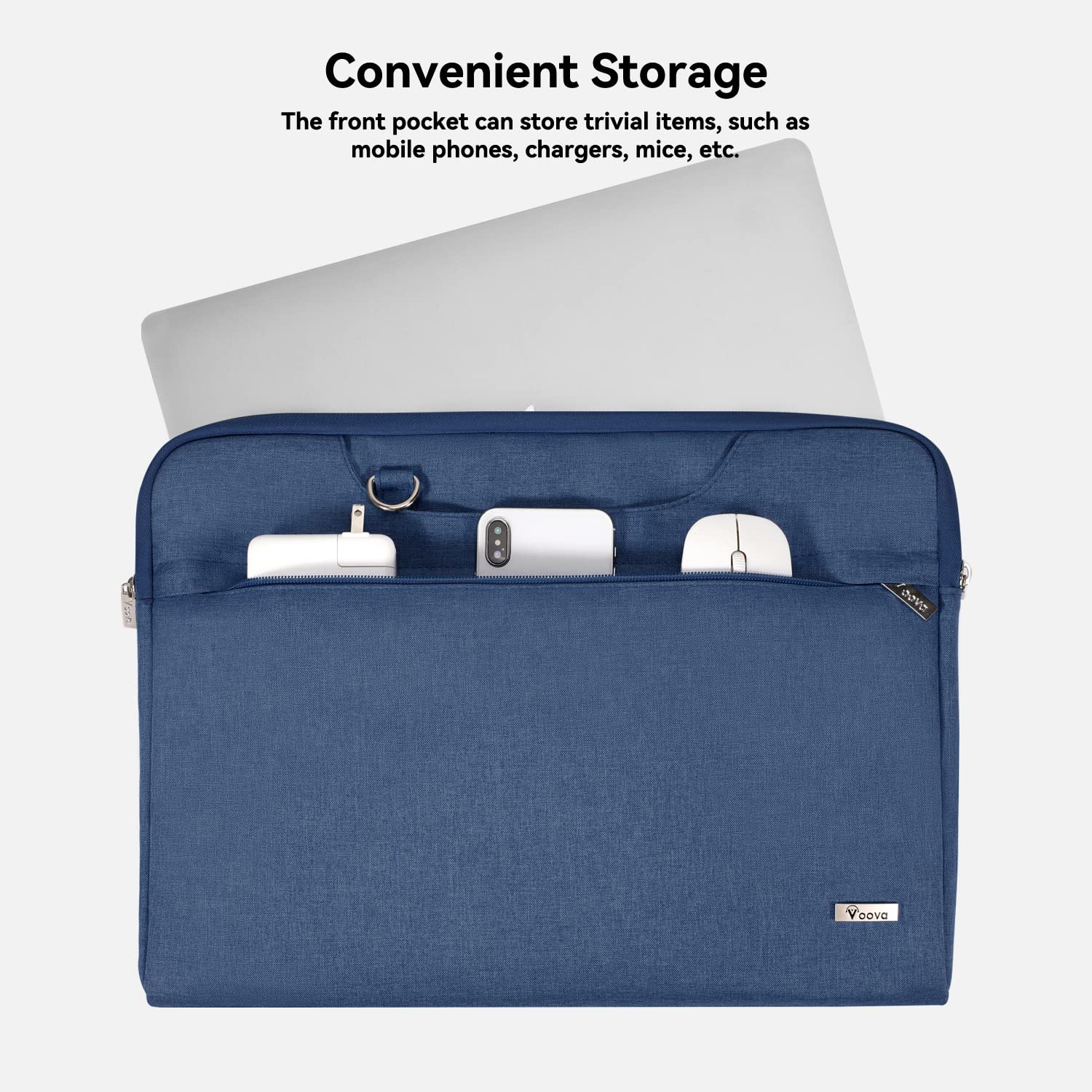 Voova Laptop Bag 17 17.3 Inch Waterproof Laptop Sleeve Case with Shoulder Straps & Handle, Computer Case Cover Slim Briefcase Compatible with 17-18” Hp Dell Asus Acer, Blue