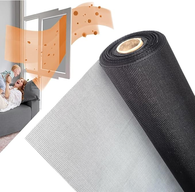 36inch*100ft Window Screens Roll, Replacement Repair Screens Mesh, Cuttable Fiberglass Screens Door Netting, DIY Screening Mesh Netting for Windows, Door, Pool, Porch,Patio -Black