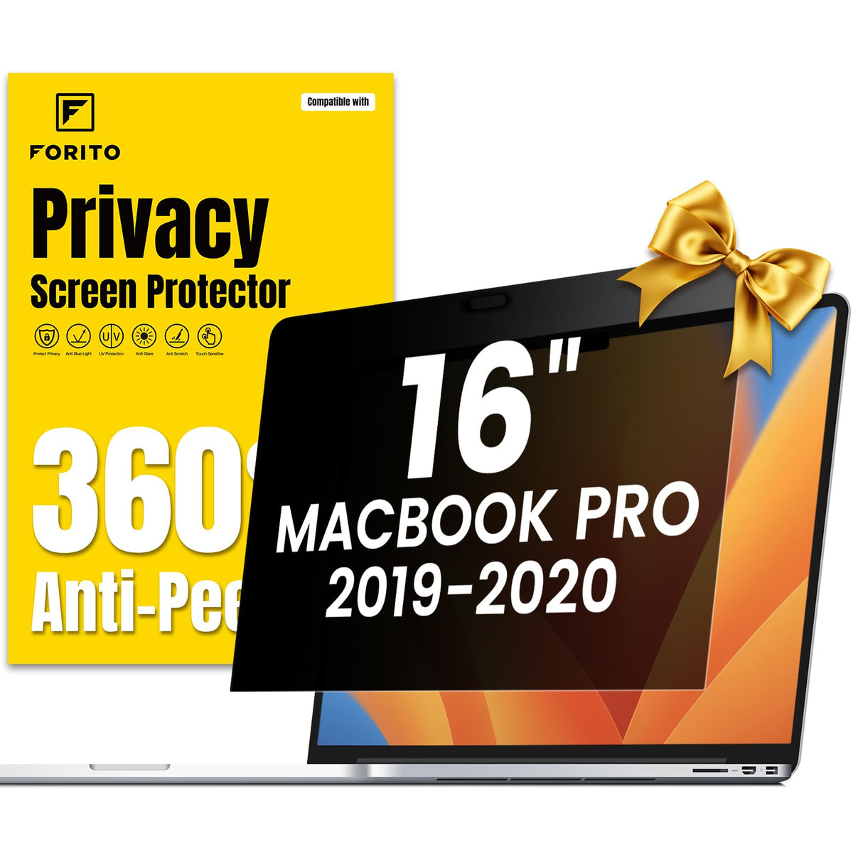 F FORITO 360° Privacy Screen Protector Compatible with MacBook Air 13 inch (2018, 2019, 2020, 2021, M1), Anti Peeping, Anti Glare and Scratch Resistant Laptop Privacy Screen Shield