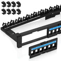 Everest 24 Port Keystone Patch Panel (1-Pack) - Removable 6-Port Panels - Use with Slim Profile Keystones ONLY (Wider Jacks May not fit Side by Side) - with Adjustable Rear Cable Management Bar