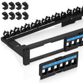 Everest 24 Port Keystone Patch Panel (4-Pack) - Removable 6-Port Panels - Use with Slim Profile Keystones ONLY (Wider Jacks May not fit Side by Side) - with Adjustable Rear Cable Management Bar