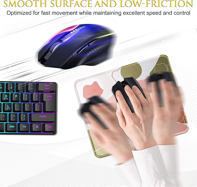 JIKIOU 3 Pack Mouse Pad with Stitched Edge, Comfortable Mouse Pads with Non-Slip Rubber Base, Washable Mousepads Bulk with Lycra Cloth, Mouse Pads for Computers Laptop Mouse 10.2x8.3x0.12in Rose