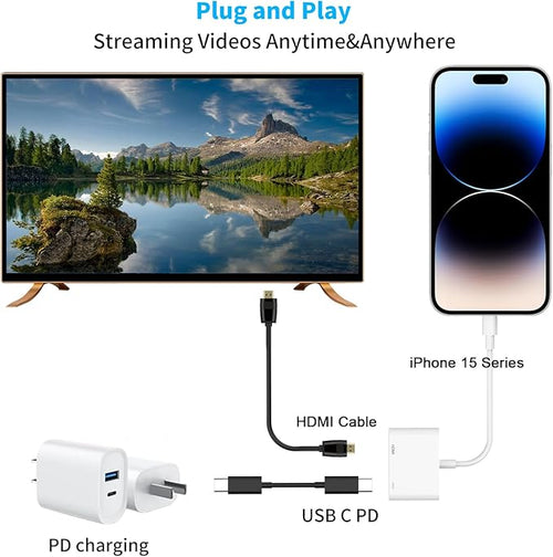 AIRSKY USB-C to HDTV Adapter, USBC to HDTV Adapter for iPhone 15/16