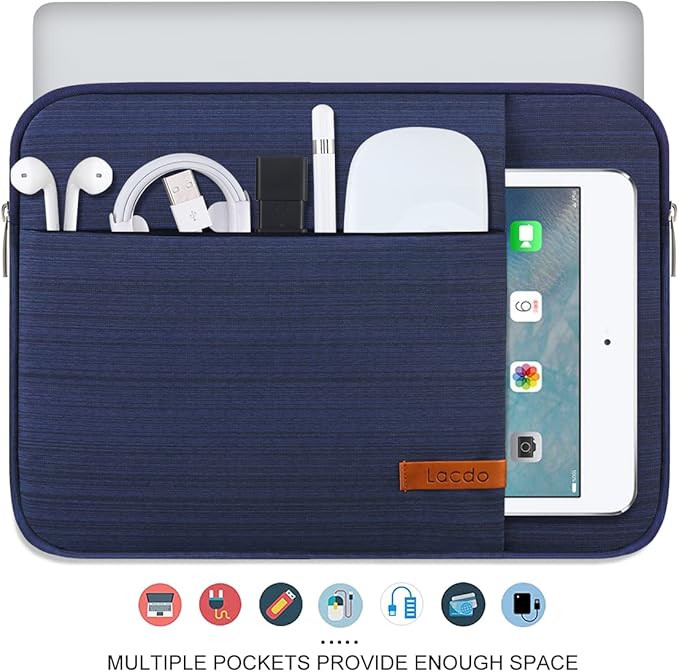 Lacdo 14 Inch Laptop Sleeve Case Computer Bag for HP Lenovo Dell ASUS Acer Chromebook 14 / HP Stream 14 / Dell Inspiron 14 / Lenovo IdeaPad 14 / Acer Spin 3 / ASUS ZenBook 14, Water-Resistant, Blue