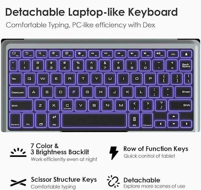 Nillkin for Samsung Galaxy Tab S10 FE 10.9” / S9 11" Case with Detachable Keyboard, 7-Color Backlit, Trackpad, S Pen Holder, Rugged Keyboard Case with Camera Cover for Samsung Tablet S10 FE 5G