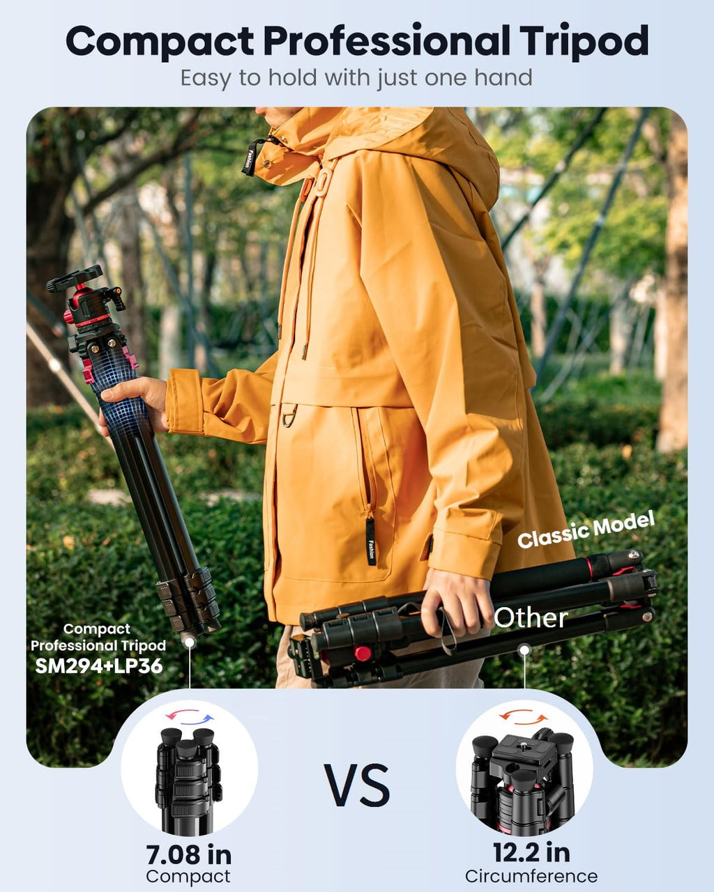 CAMBOFOTO 68" Travel Tripod for Camera Phone Camcorder, Ball Head, Aluminum