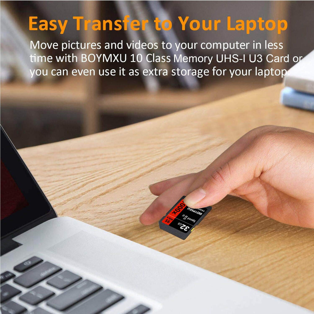 BOYMXU Professional 32GB Class 10 U3 Memory Card - Up to 95MB/s for Cameras & Camcorders - Red/Black