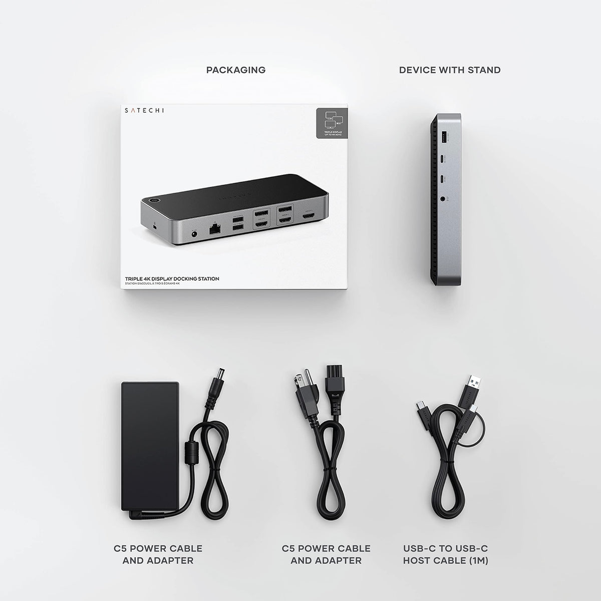 Satechi 13-in-1 Triple 4K USB-C Docking Station, 100W Charging, Audio Jack