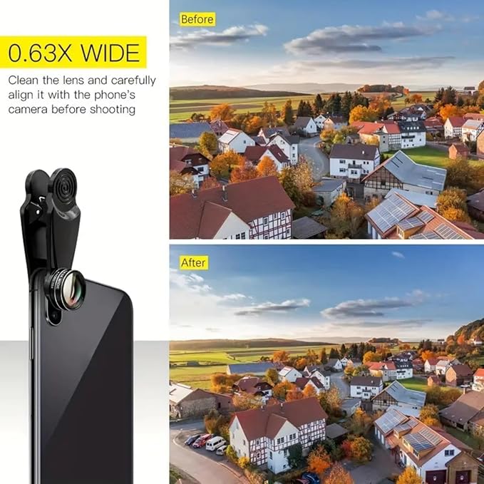 Universal 7-in-1 Mobile Phone Camera Lens Kit, Funny Cell Phone Lens for iPhone, for Samsung, for Android Smartphone, Universal Clip on Wide Angle+Macro+ Fish Eye Camera Lenses attachments Accessory