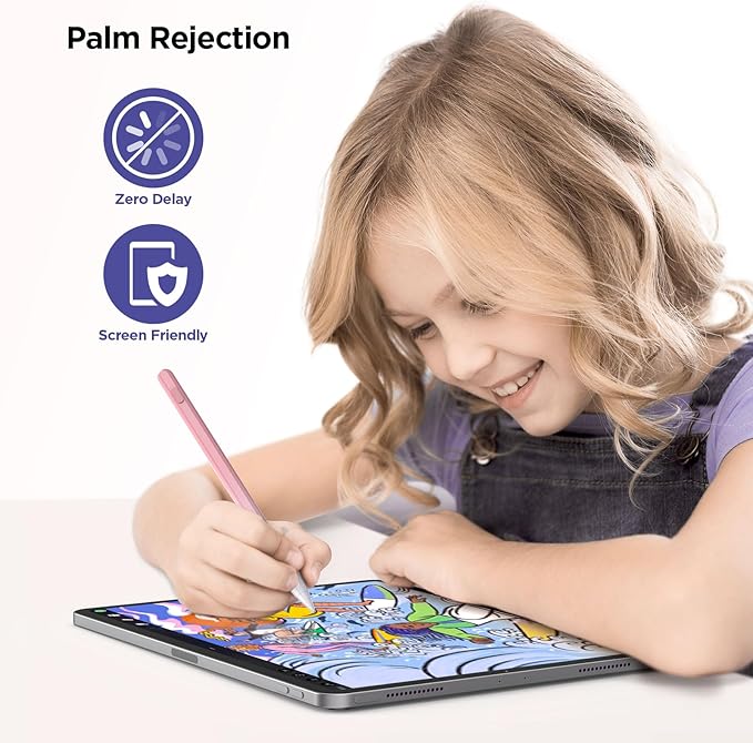 Stylus Pen for iPad 2018-2025, 15Mins Fast Charge for Apple Pencil, Palm Rejection, Compatible with iPad 10/9/8/7/6, iPad Pro 12.9"/11"/13" M4, iPad mini 6/5, iPad Air 5/4/3/11"-13" M2