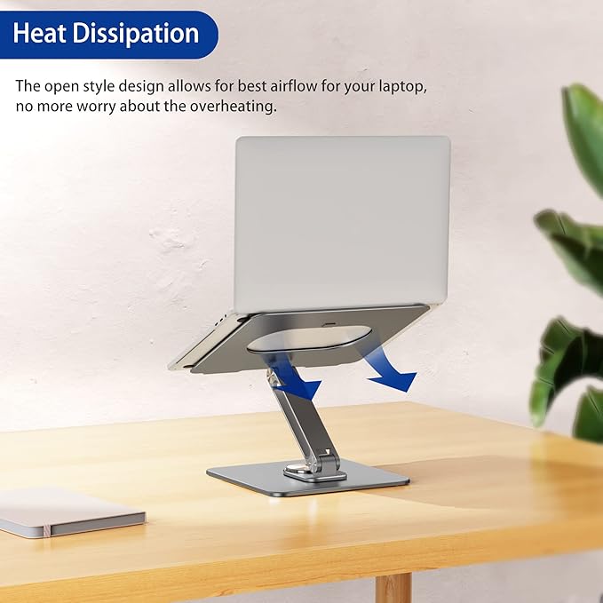 BESIGN LSX7 Laptop Stand with 360° Rotating Base, Ergonomic Adjustable Notebook Stand, Riser Holder Computer Stand Compatible with Air, Pro, Dell, HP, Lenovo More 10-15.6" Laptops (Gray)