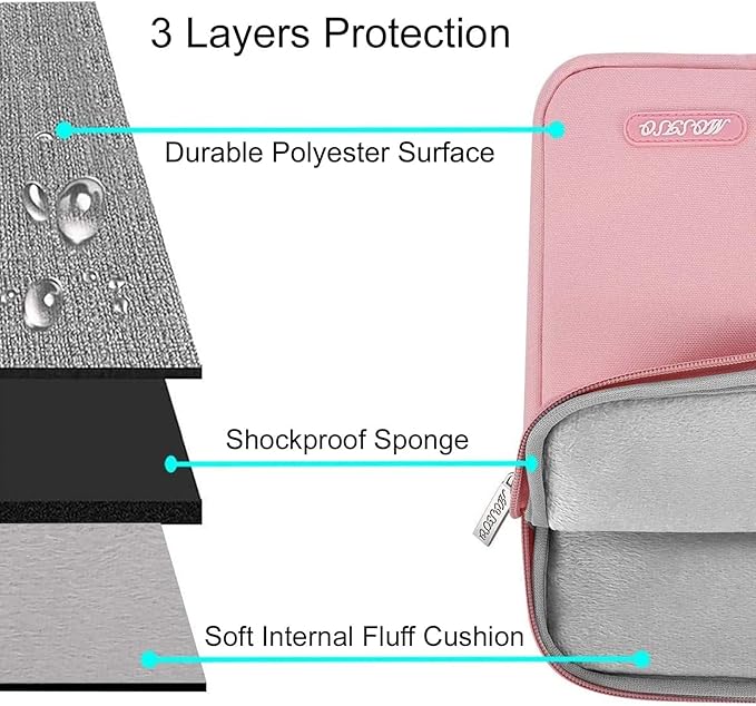 MOSISO Laptop Case 13.3 inch, 13-13.3 inch Laptop Sleeve Compatible with MacBook Air/Pro 13 / Pro 14, HP Dell ASUS Lenovo Notebook, Polyester Vertical Computer Sleeve Bag with Pocket, Pink