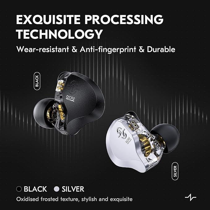 In Ear Earbuds Wired IEM Headphone,CCZ DC02 Dual Magnetic Circuit DD HIFI Earphones,Professional Hifi Earphone,Stereo Sound Earbuds Earphone,CCZ Solo In Ear Monitor for System (Silver, No MIC)