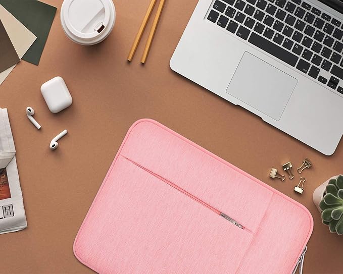 Lacdo Laptop Sleeve for Women, 14 Inch Laptop Sleeve Case for HP Lenovo Dell ASUS Acer Chromebook 14 / HP Stream 14 / Dell Inspiron 14 / Lenovo IdeaPad 14 / Acer Spin 3 / ZenBook 14 Computer Bag,Peach