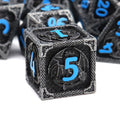 Haxtec Metal DND Dice Set Black Blue Dragon D&D Dice Set with Leather Dice Bag Metal Polyhedral Dice Compatible with Dungeons and Dragons Gifts TTRPG Dice