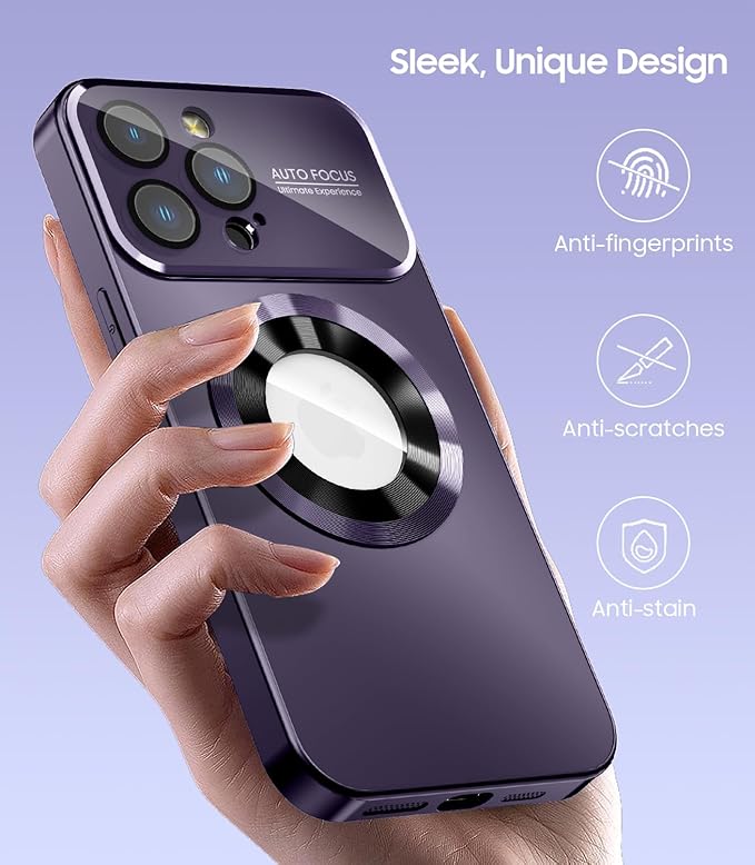 Magnetic for iPhone 12 Pro Case, Compatible with MagSafe, Built-in Camera Lens Protector, Logo View, Military Grade Drop Proof Phone Case Cover, Purple