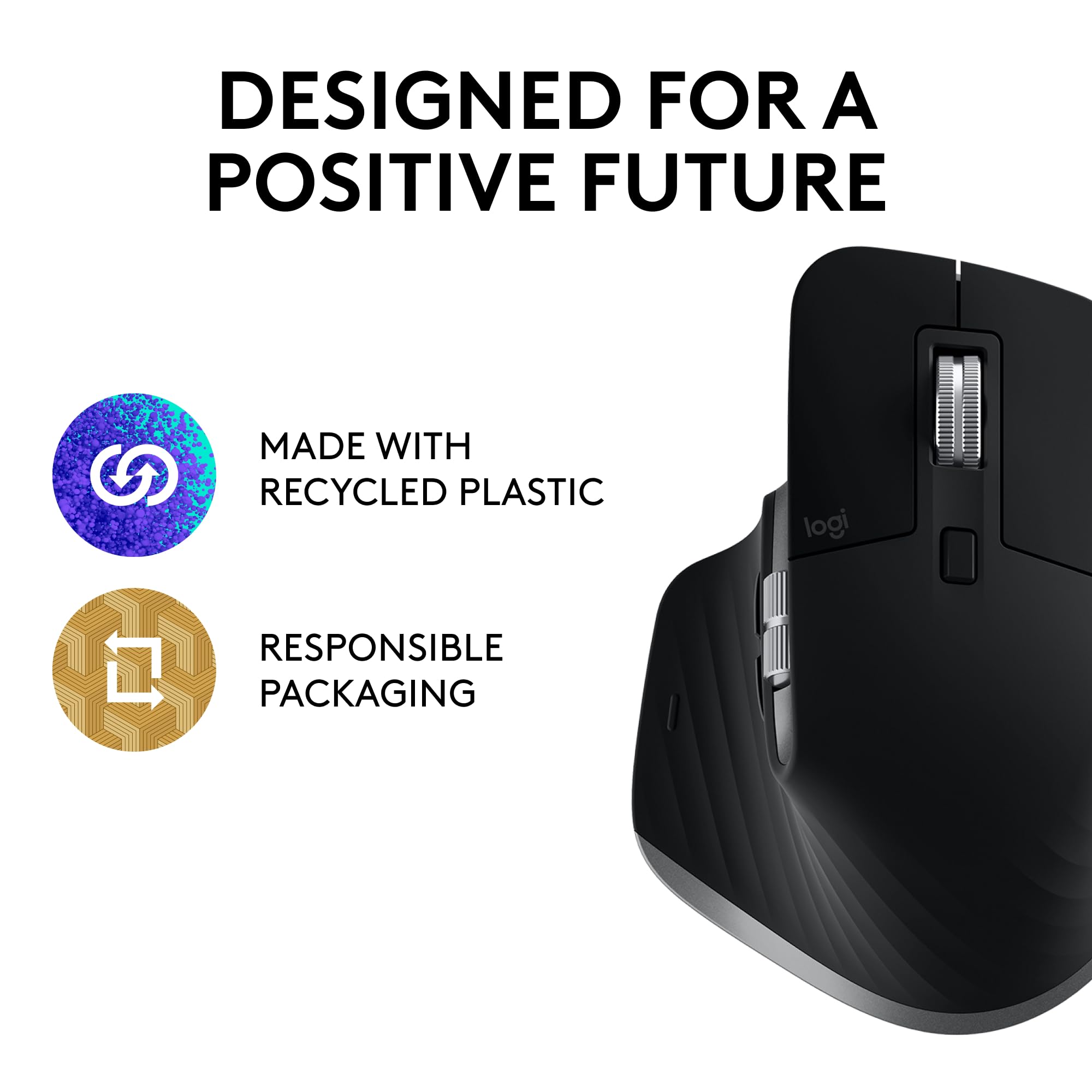 Logitech MX Master 3S for Mac - Wireless Bluetooth Mouse with Ultra-Fast Scrolling, Ergo, 8K DPI, Quiet Clicks, Track on Glass, Customization, USB-C, Apple, iPad - Space Grey