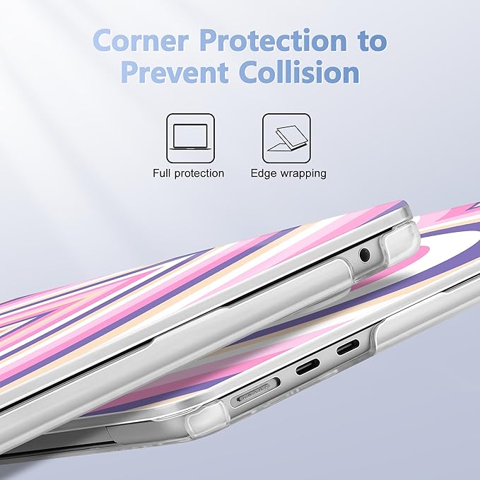 Case for MacBook Air 15 Inch 2025 2024 2023 Release M4 A3241 M3 A3114 M2 A2941, Hard Shell with Screen Protector & Keyboard Cover, Compatible with Touch ID, Wildflower Heart