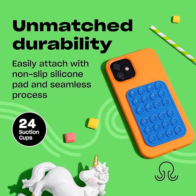 Classic - Silicone Suction Phone Case Adhesive Mount - Hands-Free, Strong Grip Holder for Selfies & Videos - iPhone & Android Compatible - 2.25″ x 3.25″, Blue Ashes