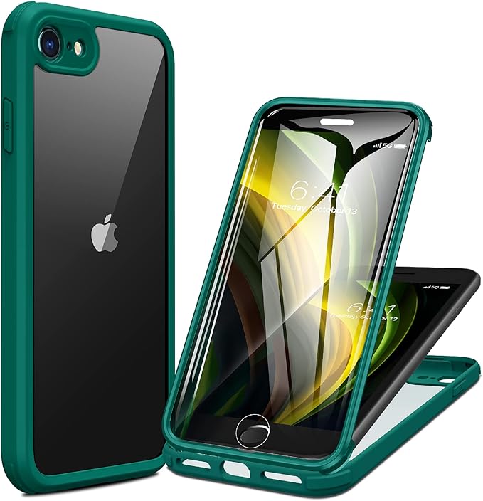 Miracase for iPhone 13 mini Case 5.4",Full-Body Protection,Clear Bumper Case with Built-in 9H Tempered Glass Screen Protector,Military-Grade Drop Protection Outdoor Phone Case for 13 mini,Dark Blue