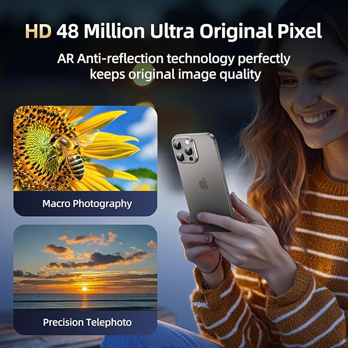 Compatible with iPhone 16 Pro Camera Lens Protector,[Shatterproof] [Strong Adsorption][AR Anti-Reflection] 9H Metal Aluminum Alloy Tempered Glass Camera Cover,Titanium