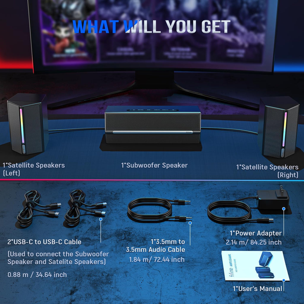 FIFINE AmpliGame A22 2.1 Gaming Computer Speakers with Subwoofer Bluetooth