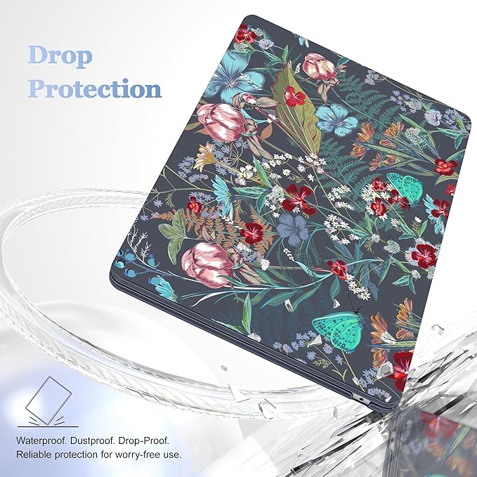Case for MacBook Air 15 Inch 2025 2024 2023 Release M4 A3241 M3 A3114 M2 A2941, Hard Shell with Screen Protector & Keyboard Cover, Compatible with Touch ID, Flowers & Herbs