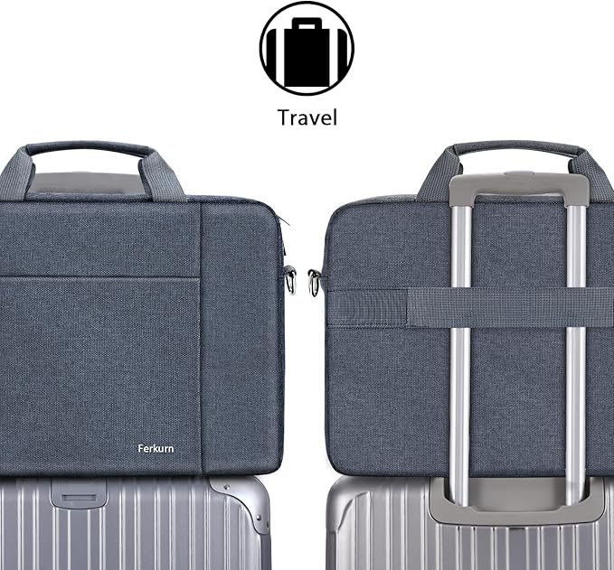 Ferkurn 17 17.3 Inch Laptop Bag Women Men Compatible with HP Envy Pavilion Omen/LG Gram/MSI/Dell Inspiron XPS/Lenovo Thinkpad/Acer, Shoulder Strap Carrying Briefcase Messenger Computer Bag Case, Grey
