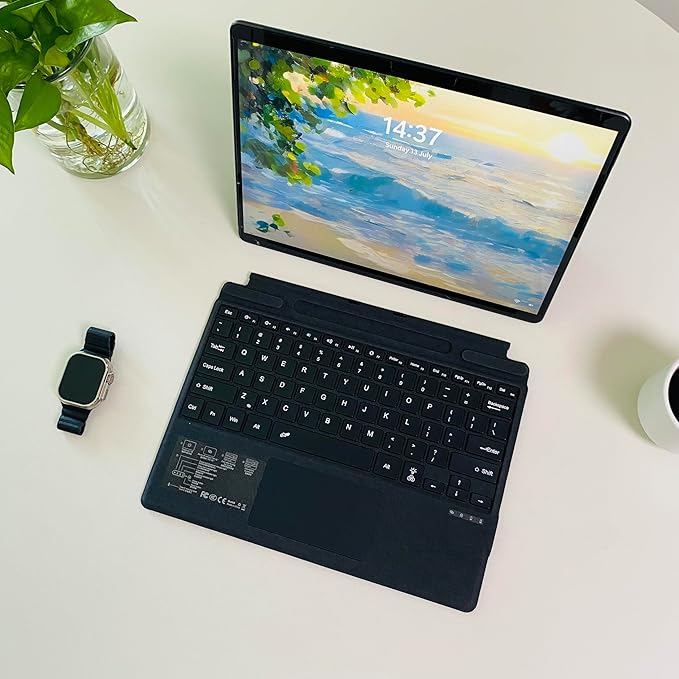 Keyboard for Microsoft Surface Pro Copilot+ (11th Edition) / Pro 11 / Pro 10 / Pro 9 / Pro 8 / Pro X, 13 inch, Detachable Type Cover with Touchpad, 7-Color Backlit & Pen Holder (Black)