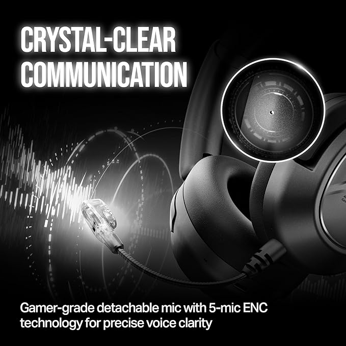 OXS Storm A2 Wireless Gaming Headset, Active Noise Cancellation, Over Ear Headphone with Mic, Bluetooth 5.4 & 2.4GHz Low Latency, Dual EQ Modes, 70H Playtime, for PC, Switch, PS4, PS5, Mobile, Black