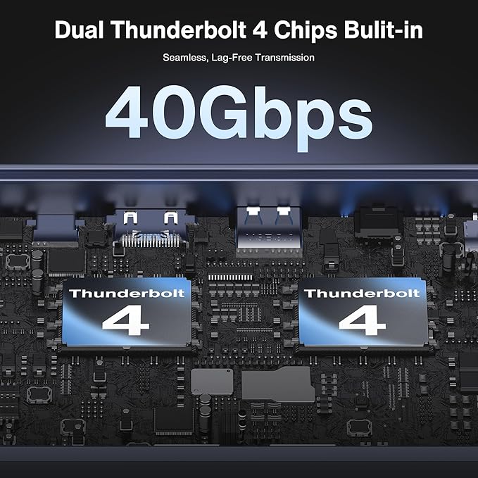 iVANKY FusionDock Max 1 Dual Thunderbolt 4 Chips, 20-in-1 Quad 6K@60Hz Monitor MacBook Air Docking Station, 40Gbps Dock for MacM1/M2/M3/M4 Pro/Max, 2HDMI 2.0, 96W PD, 10Gbps USB, 2.5 GbE, SD/TF 4.0
