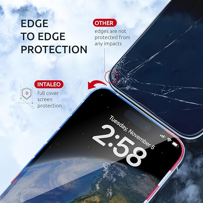 Screen Protector for iPhone 14 Pro - 2 Pack (USA Flag & Classic Black) Tempered Glass Screen Protector - Full Coverage, 9H Hardness, Anti-Fingerprint, Easy Installation