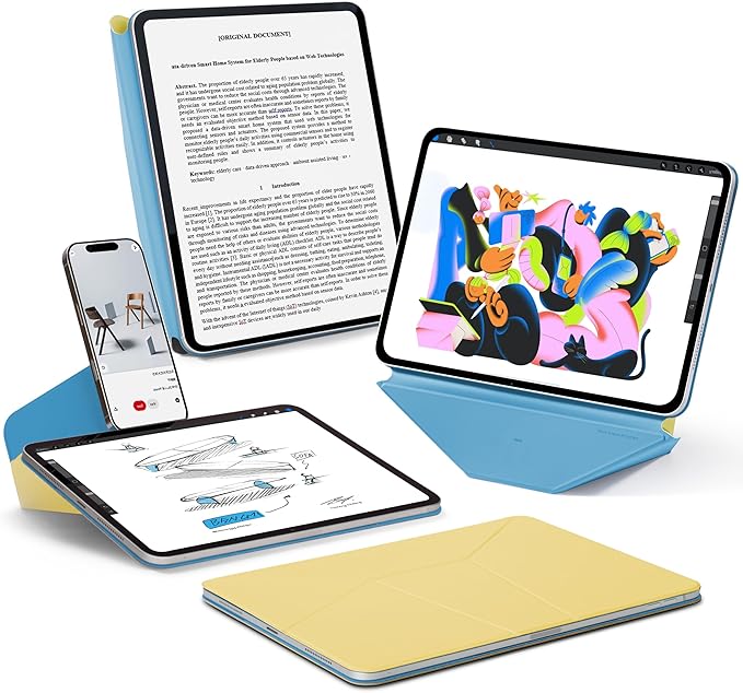 MOFT Dynamic Folio Case for for iPad Air 11-inch M3 M2 2025 2024/10.9 Air 5th 4th Generation 2022 2020, iPad Pro 11 Inch 4th/3rd/2nd Gen, Magnetic Case with 20+ View Angles, Panna Cotta x Faded Jeans