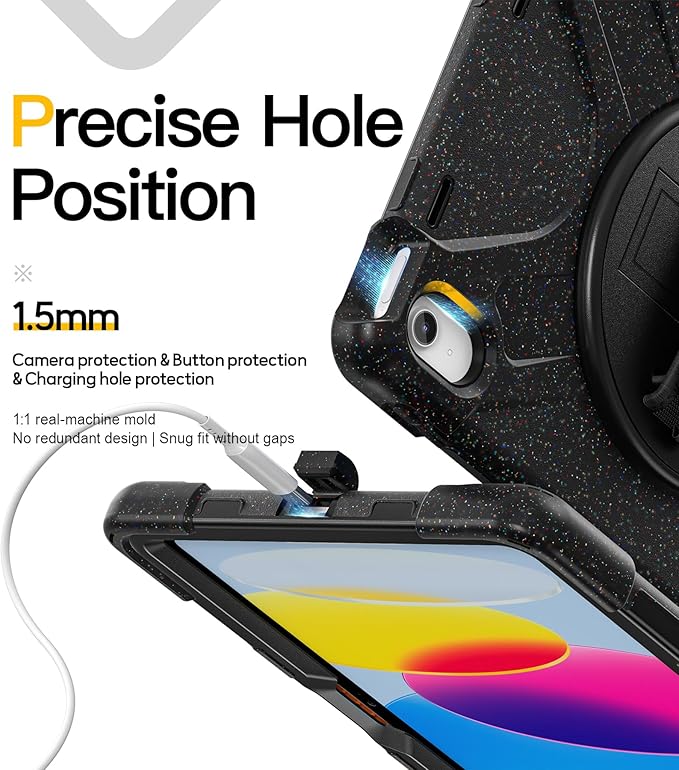 BRAECN for iPad (A16) 11th/10th Generation case 11/10.9 inch 2025/2022 Heavy Duty Shockproof Protective with Pencil Holder Screen Protector 360°Rotating Stand Handle & Shoulder Strap Full Body Cover