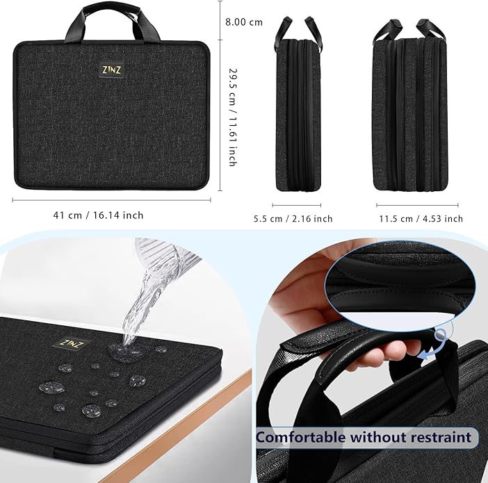 ZINZ Laptop Case Computer Sleeve Briefcase with Multi-pockets for 11.6 12.9 13 13.3 14 15 15.6 16 inch Notebooks