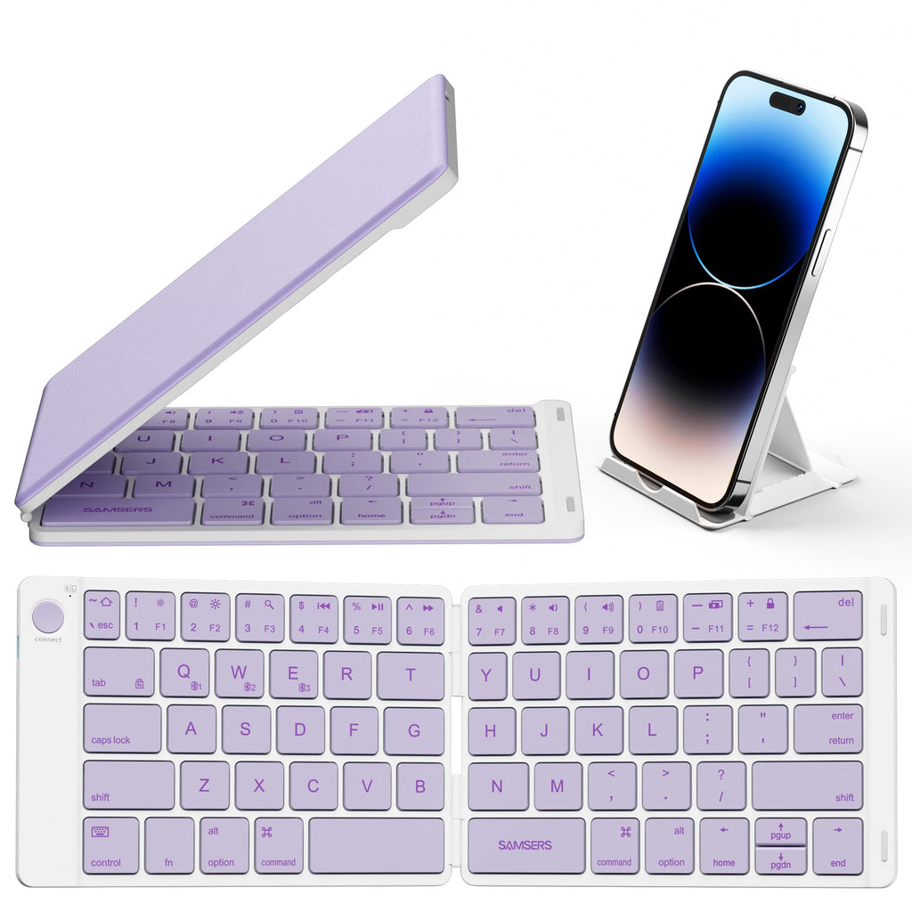 Samsers Ultra Slim Foldable Bluetooth Keyboard for Phone Tablet PC, Pink