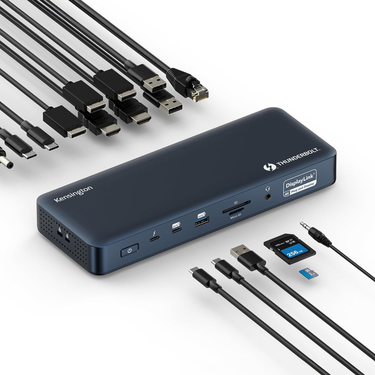 Kensington SD5910T DisplayLink Docking Station Thunderbolt 4, Quad 4K for MacBook Pro/Air M1/M2/M3/M4 with Pro and Max Chipsets, 100W PD, HDMI/DP/TB4, SD/Micro SD Card Slots (K35233NA), Black