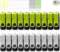 8GB USB Flash Drive 20 Pack Bulk USB Thumb Drive Swivel Zip Drive USB 2.0 Flash Drives 8GB Bulk Green & Sliver Memoris Memory Stick Jump Drives Multipack with Lanyards Label