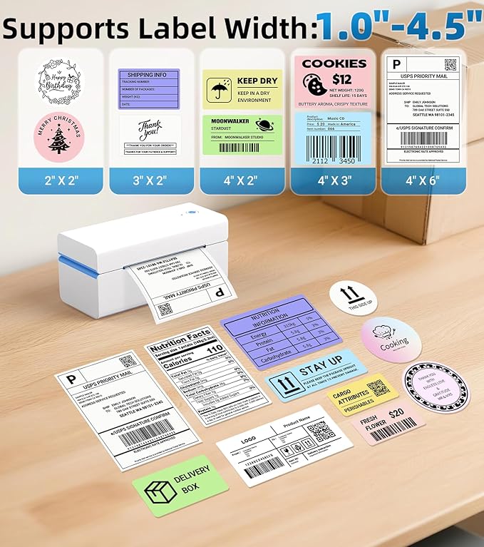 ORGSTA Bluetooth Thermal Shipping Label Printer T001-Plus Wireless 4x6 Shipping Label Printer for Small Business Support Android iPhone & Windows Widely Used for Amazon, Ebay, Shopify, Etsy, USPS